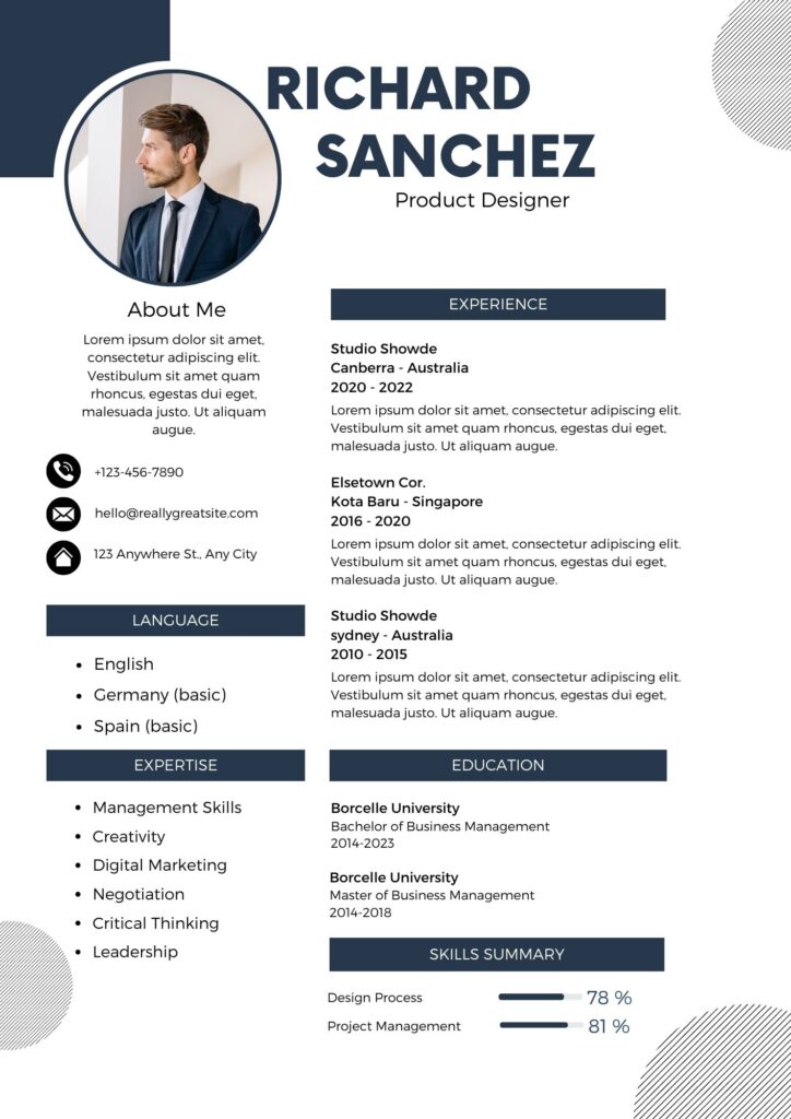 Resume Template Word One Page