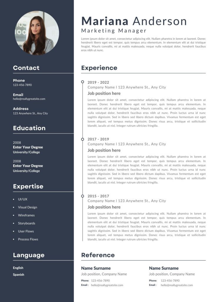 Resume Template Word One Page