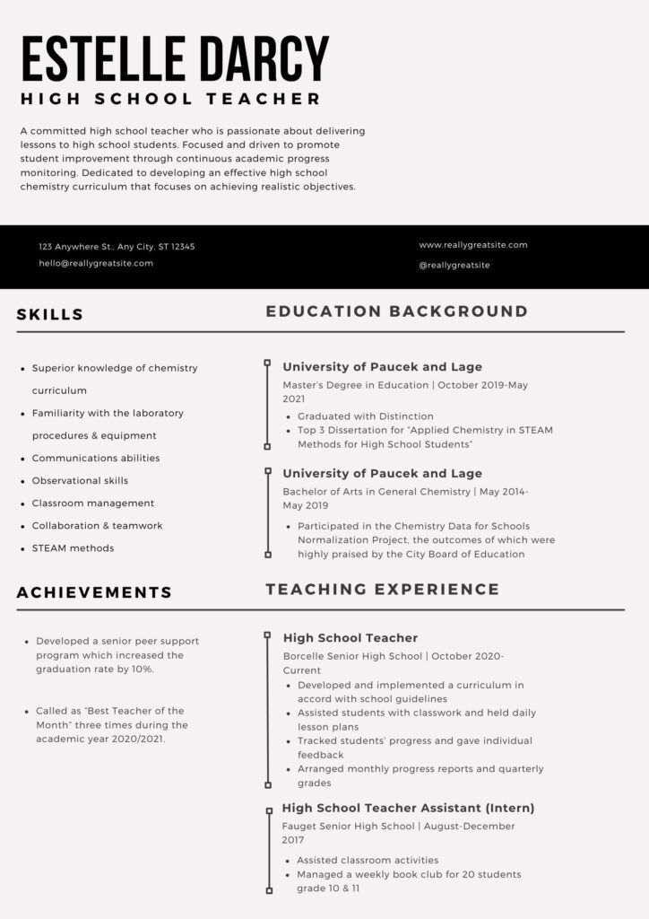 teacher resume examples