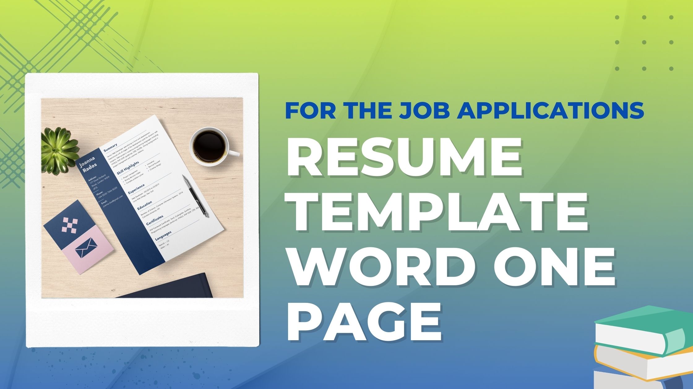 Resume Template Word One Page