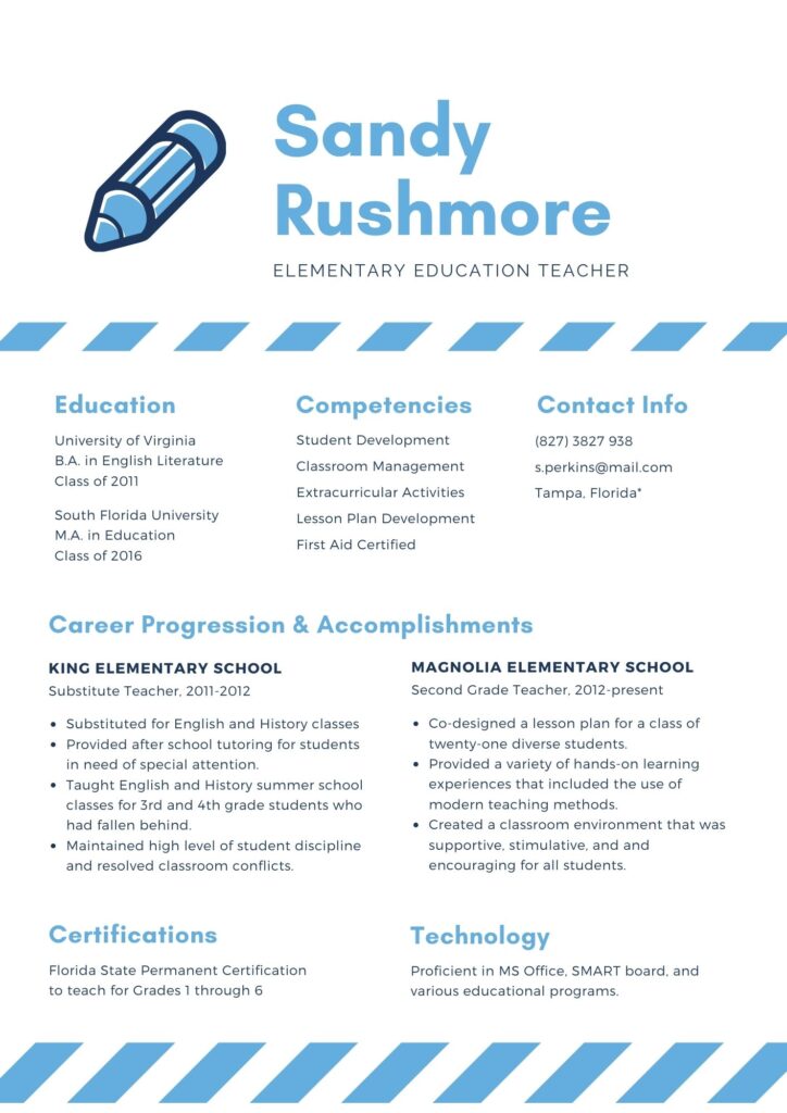 teacher resume examples